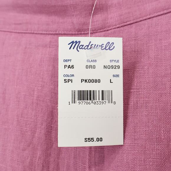 NWT Madewell Clean Pull-On Linen Shorts Pockets Pleats Pink Size Large - Picture 6 of 6